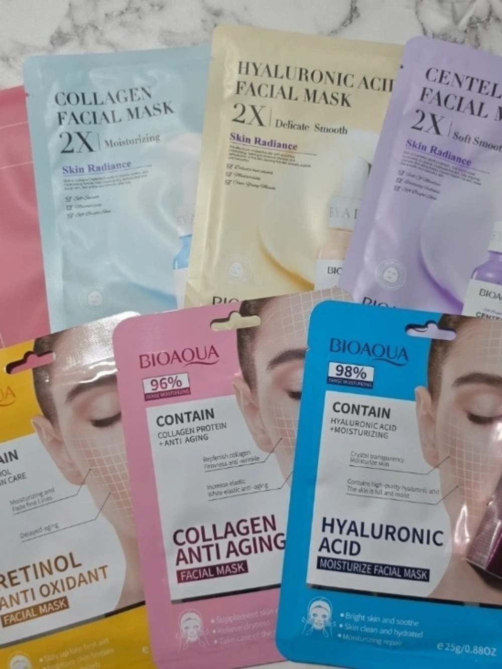 Aqua Multi-Pack Facial Sheet Masks - Blue, Pink, Yellow, Purple